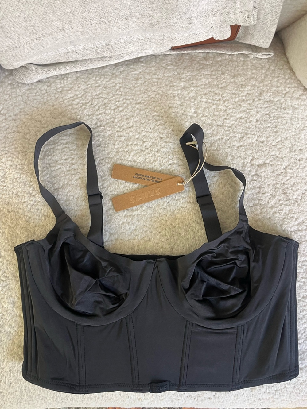 SKIMS Black Underwire Longline Bralette
